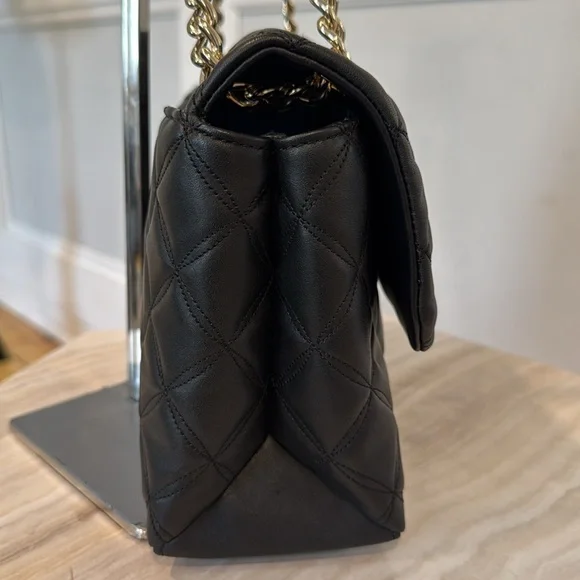 Kate Spade Bag Black Quilted Vegan Leather Gold Chain Shoulder / Crossbody - Picture 7 of 17